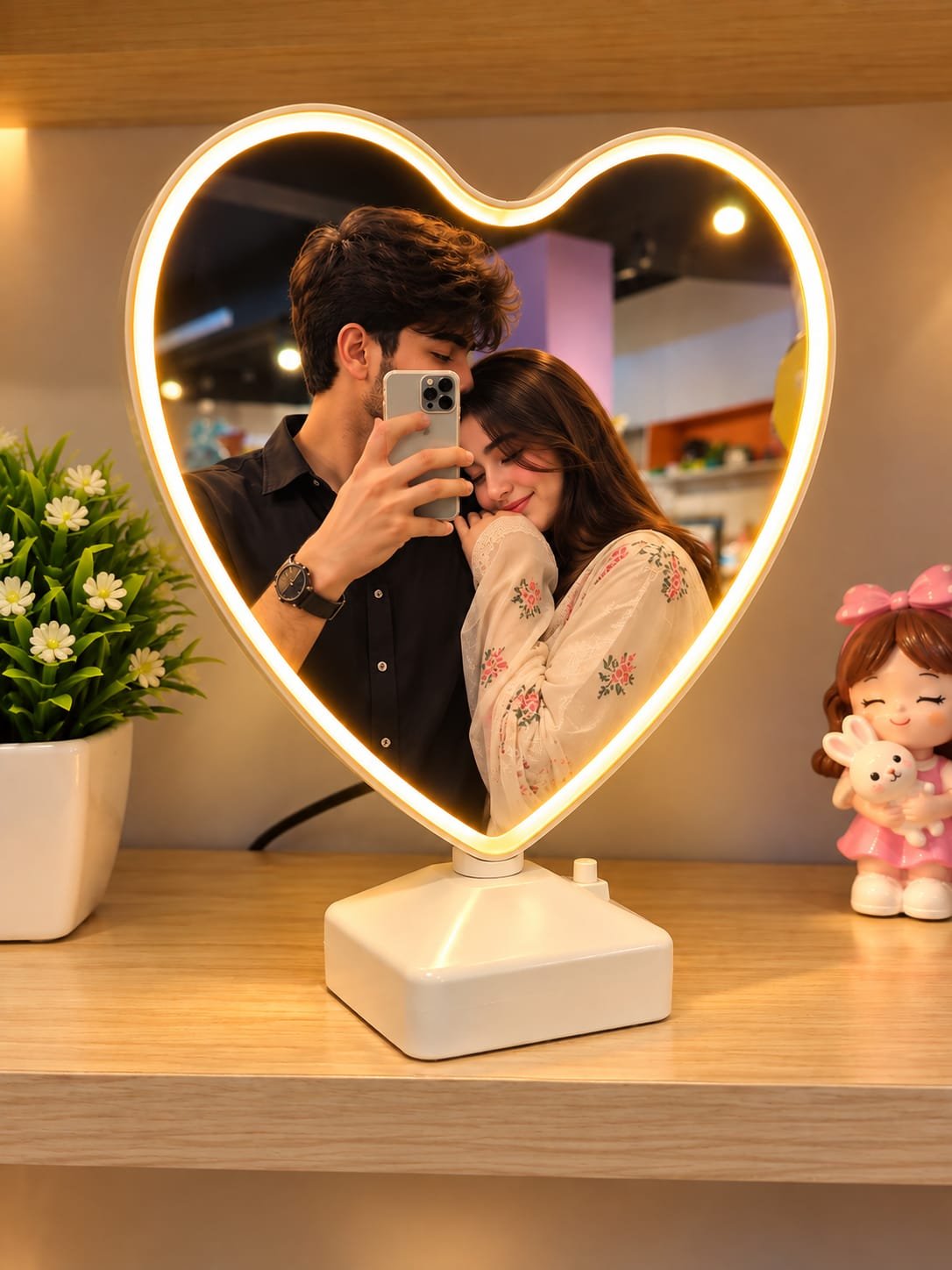 Heart Shape Magic LED Mirror Frame