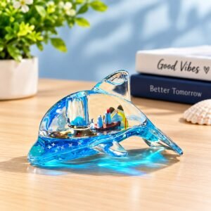 Blue Dolphin Acrylic Liquid Paperweight