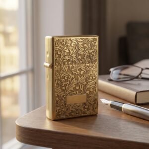 Vintage Engraved Brass Metal Lighter